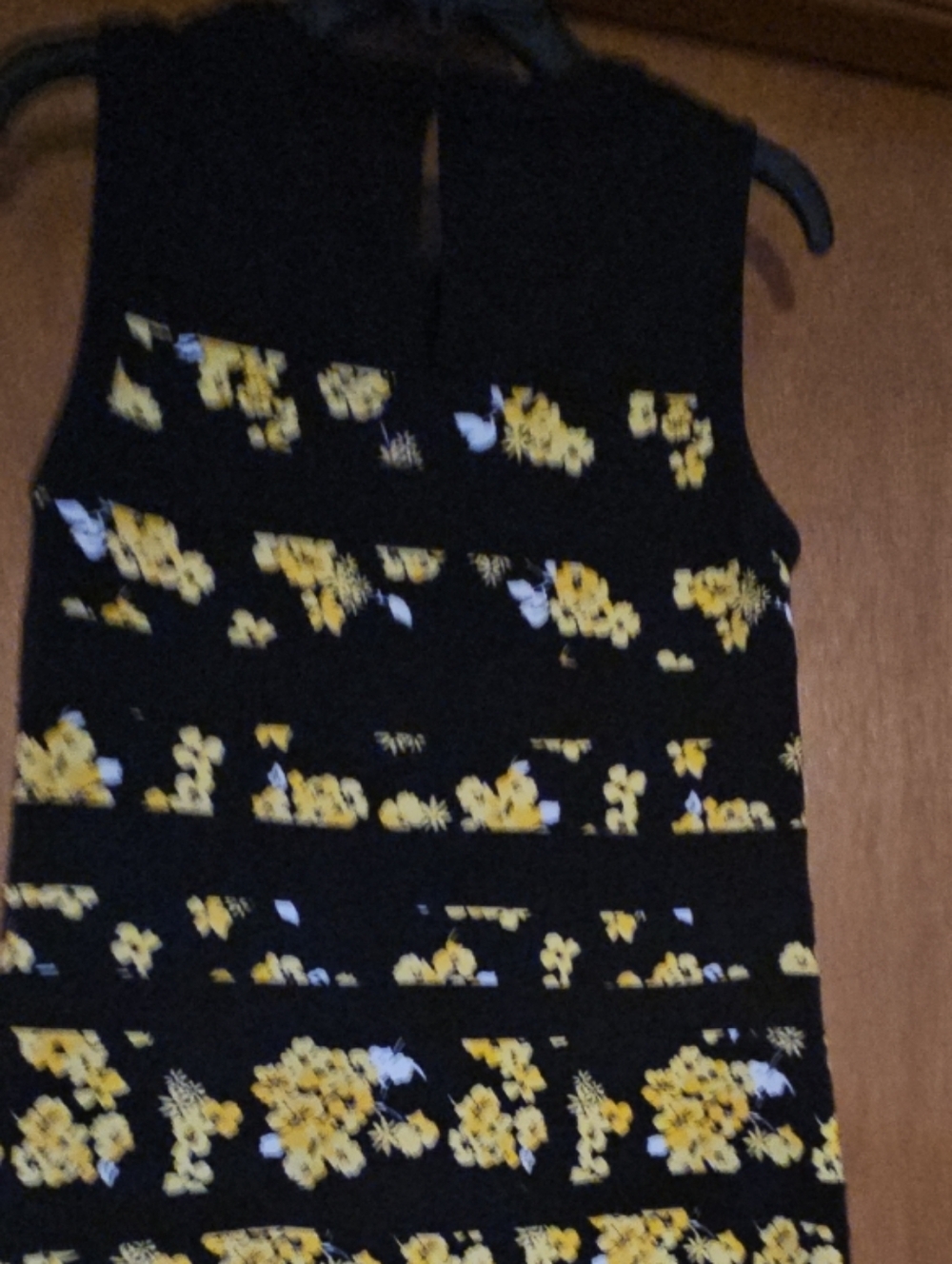 Michael Kors Sz Med Black Floral Tank Dress with Yellow & White Blooms